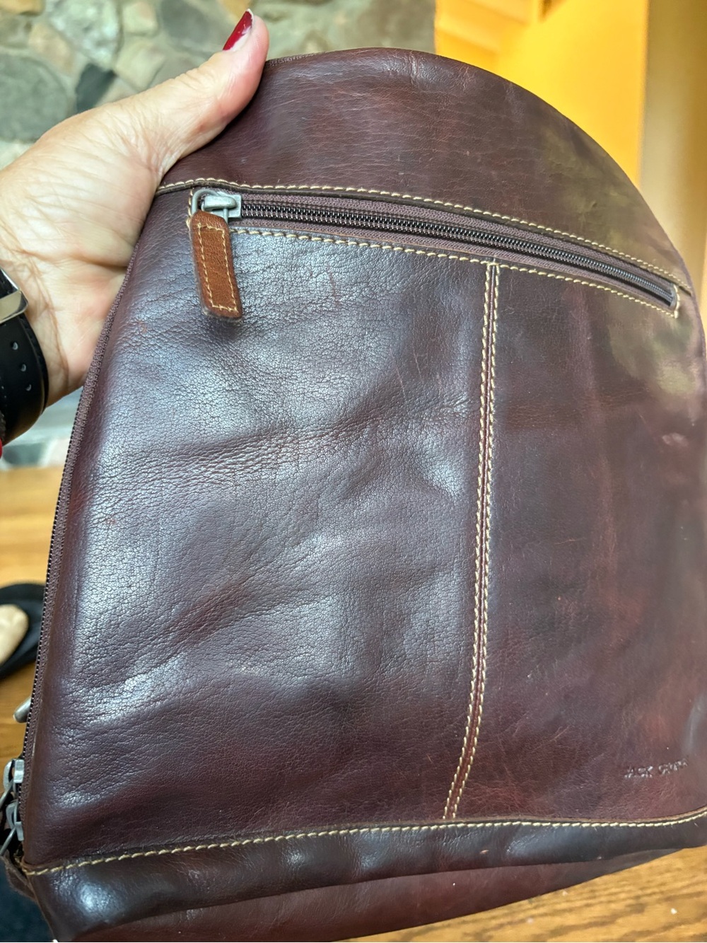 Jack Georges Chocolate Brown leather backpack